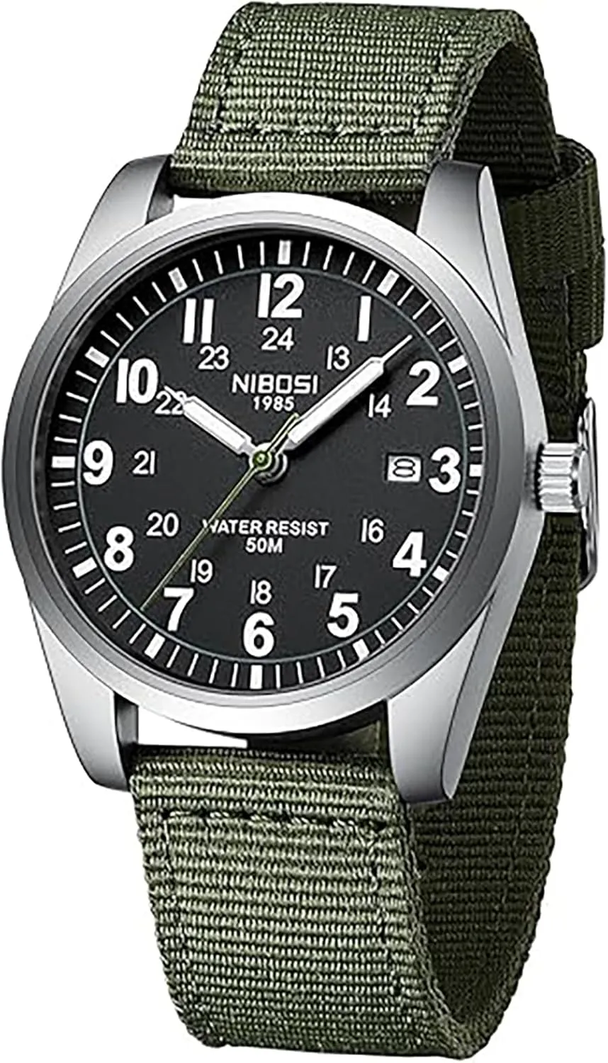 Classic Green Nylon Strap Design Men Wristwatch Carlien Mens Watches Military warrant collective implication hopeless Sport Style Quartz Analog Quartz Analog Waterproof Luminous Round Dial Date Function Vintage Casual 