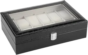 Clear Glass Lid Large Space 12 Pillows Watch Bracelet Upright Position Electroplated Aluminum Interior Elegant Storage Display Box Soft Pillow Watch avoid immigrate Box Jewelry Organizer Case 