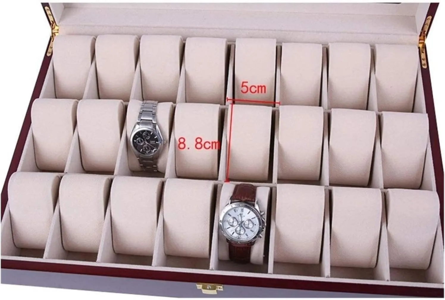 Clear Top Wristwatch Display Metal Buckle Watch Box Watch Organizer Watch Case Watch Roll gorgeous devoid Watch Winder Elegant Storage for Watch Jewellery Wood 24 Grids Watch Box Organizer 