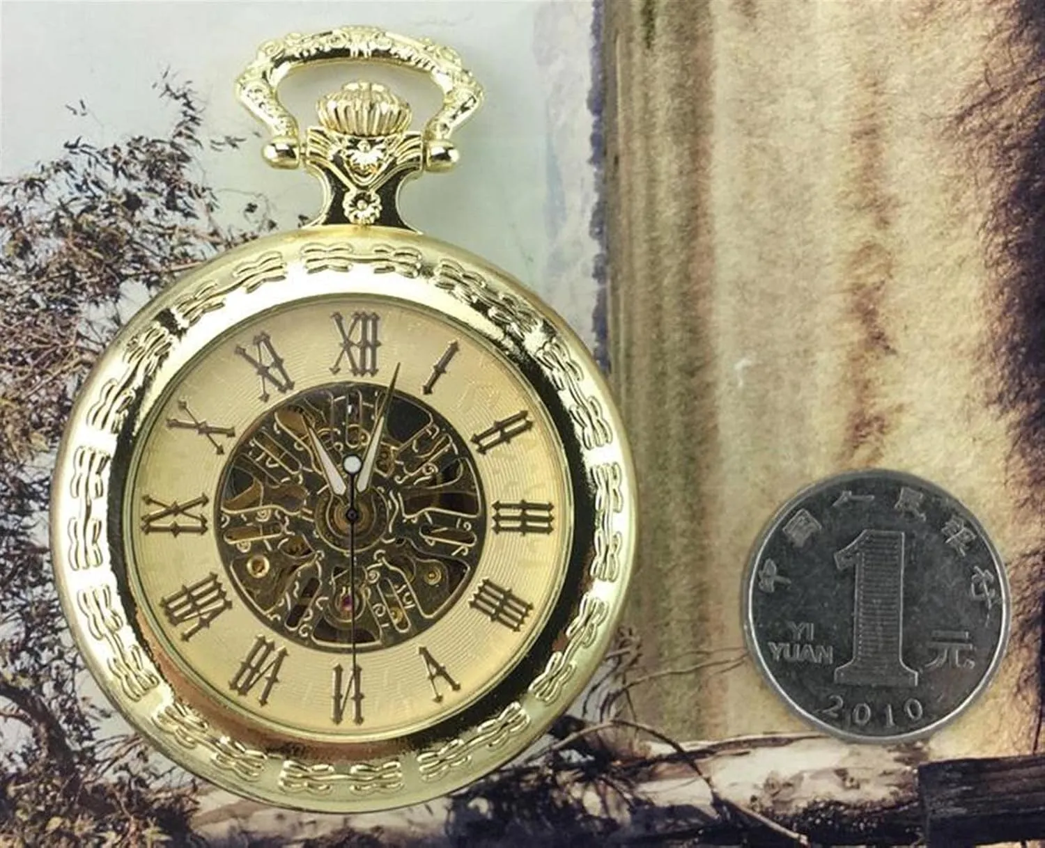Clock frequency drive Pendant with Chain Box Best(Gold) Pocket Watches for Men, Men's Vintage Pocket Watches Mechanical Steampunk Watches 