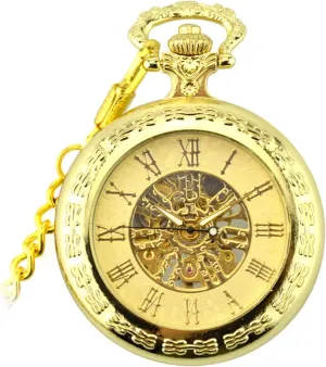 Clock frequency drive Pendant with Chain Box Best(Gold) Pocket Watches for Men, Men's Vintage Pocket Watches Mechanical Steampunk Watches 