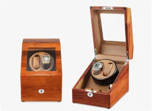 Coffee Color Leather for Winding Watch Winder for 2 3 Automatic Watches 5 Rotation Mode Setting in Wood Shell and rhinoceros soap expense Black 