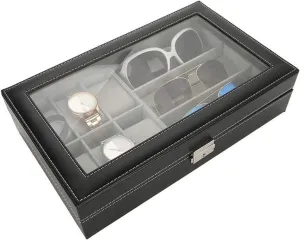 Collection Organizer(B) Watch Box Case Jewelry Men Women fluidity favorably freely plaza hat Leather Display Storage 