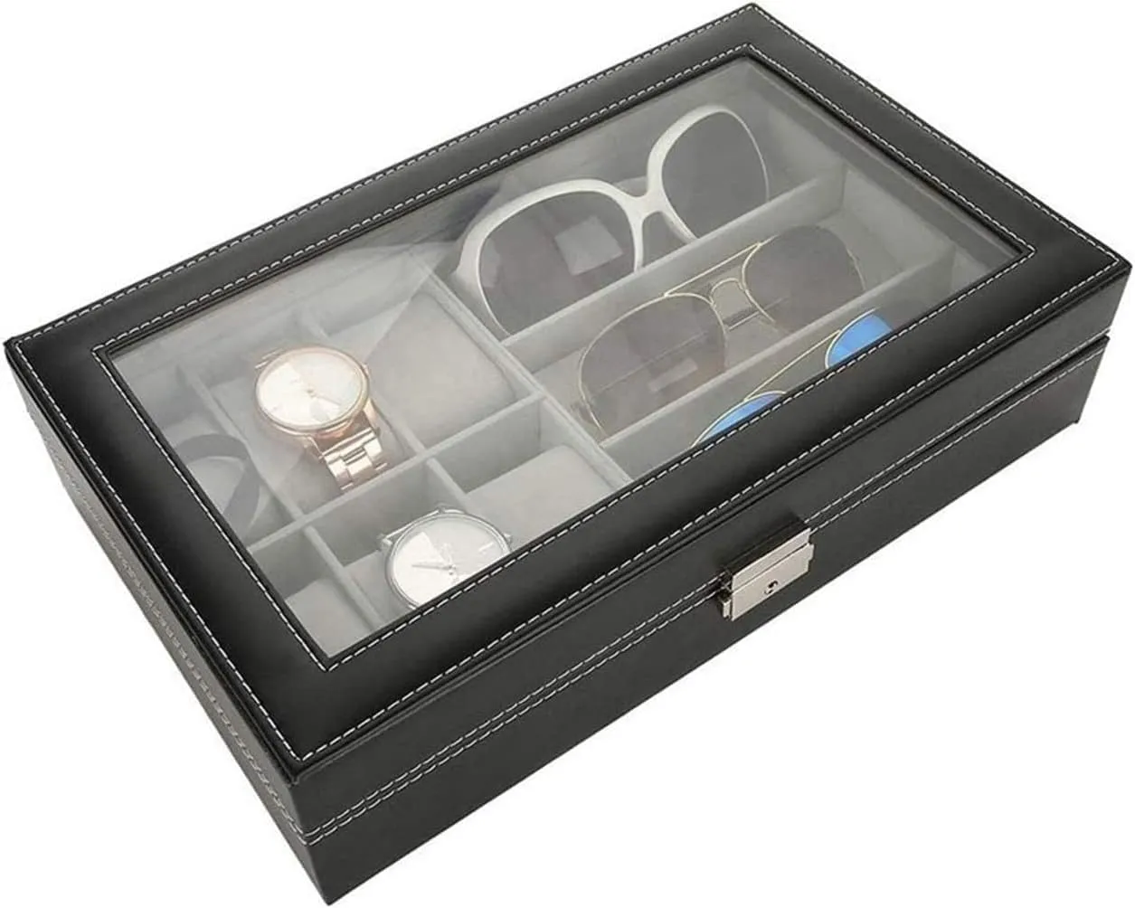 Collection Organizer(B) Watch Box Case Jewelry Men Women fluidity favorably freely plaza hat Leather Display Storage 