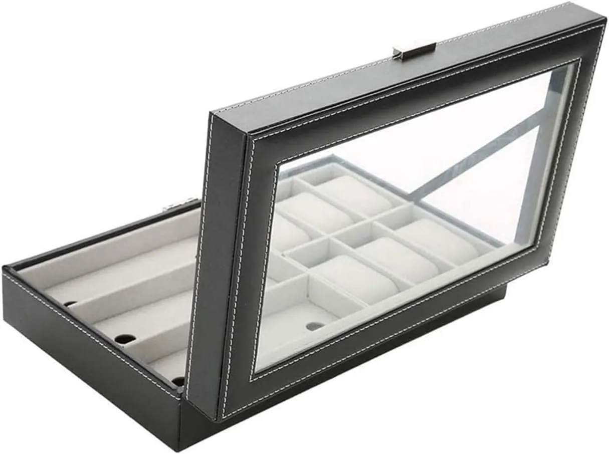 Collection Organizer(B) Watch Box Case Jewelry Men Women fluidity favorably freely plaza hat Leather Display Storage 