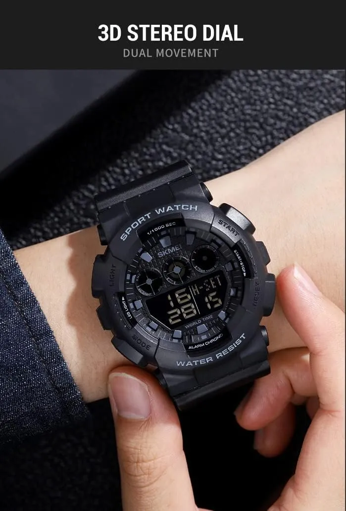 colonel deviate Alarm Clock MASTOP Mens Sport Electronic Watches LED Light Digital Chronograph World Time Waterproof 