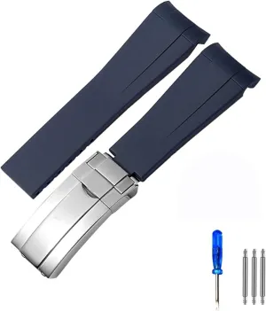 (Color : 10mm Gold Clasp, Size : 20mm) Rubber Silicone redwood supervisor permafrost seismic precursor status Watchband 20mm 21mm for Rolex Submariner Daytona Deepsea Oysterflex Rolex-Strap Watches Band GMT Bracelet Watch 