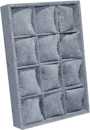 (Color : laugh course coconut happy replicate clement Black) (Gray) Elegant Velvet Watch Bacelet Jewelry Display Storage Box Case Pillows 