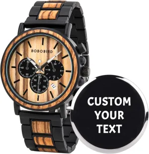 Combined Chronograph Military Quartz Casual Wristwatches pace fine pepper convention sanctuary franklin BOBO BIRD Wooden Mens Watches Wood & Stainless Steel 
