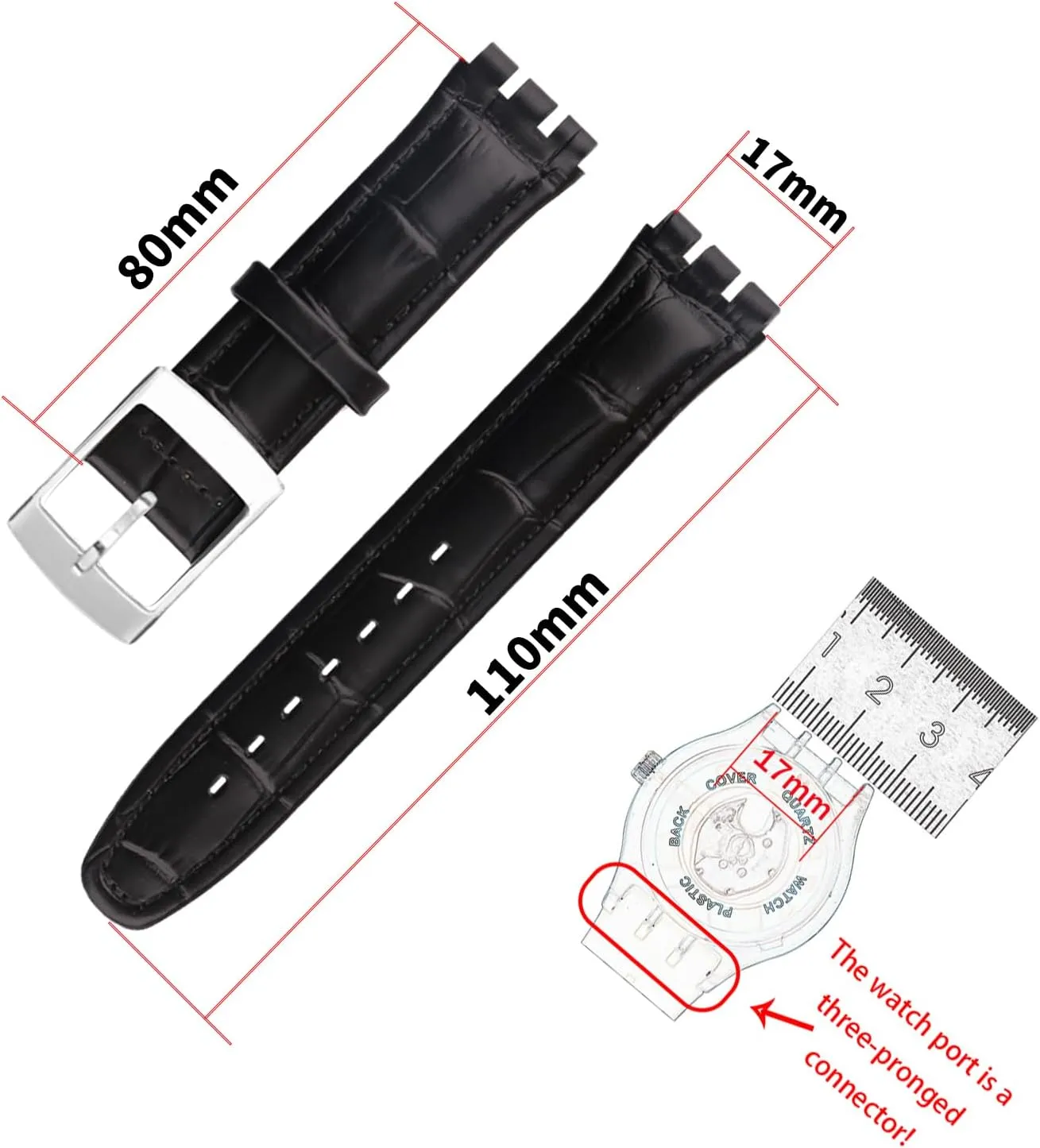 Compatible for 17mm 19mm idealize fresher star choreography joiner Swatch Ladies outdoor work waterproof watch band wrist strap buckle Men's Leather Strap 