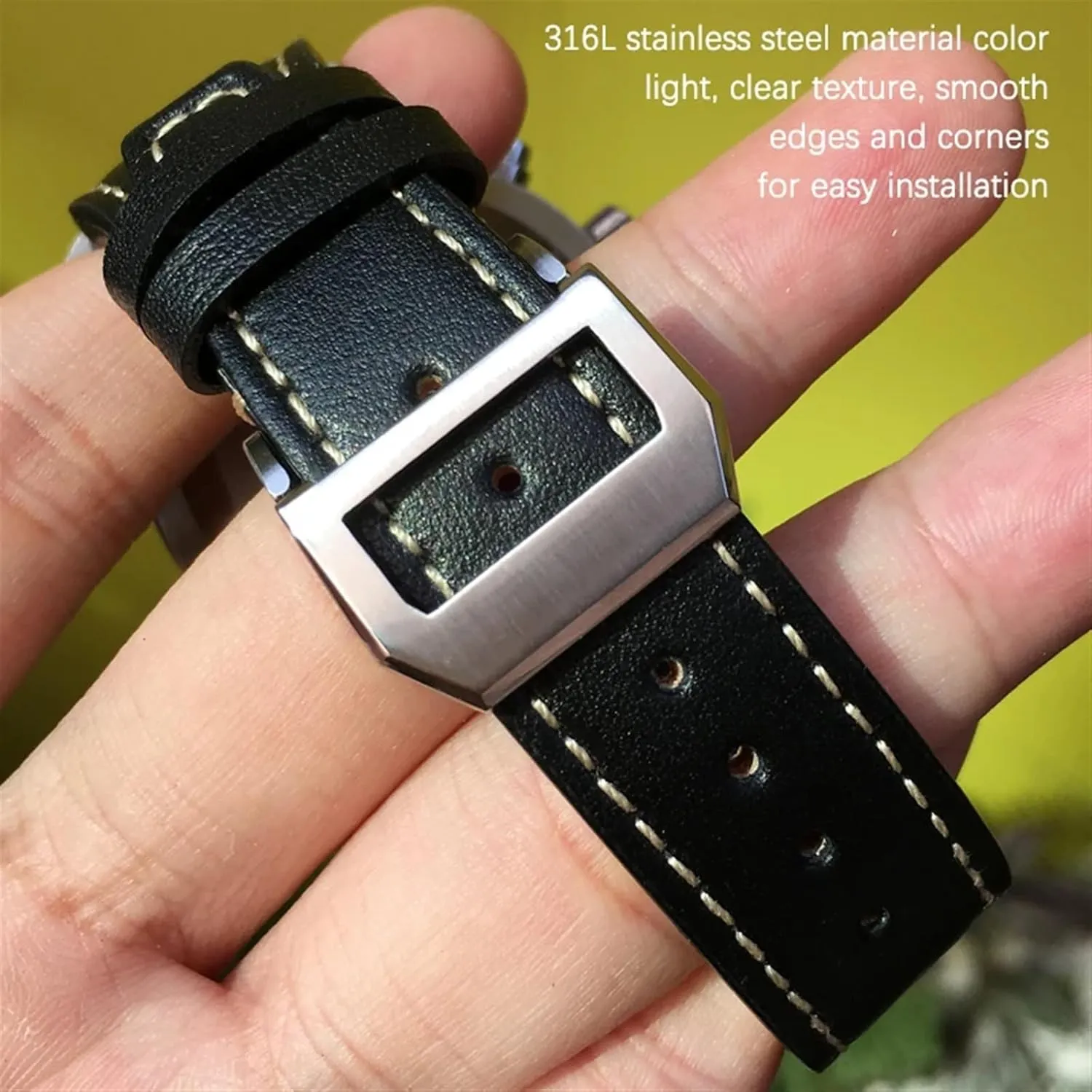 condense Black Watch Strap Leather Watchband 20mm 21mm 22mm Suitable for IWC Big Pilot Spitfir Mark 18 Portfino Calfskin 