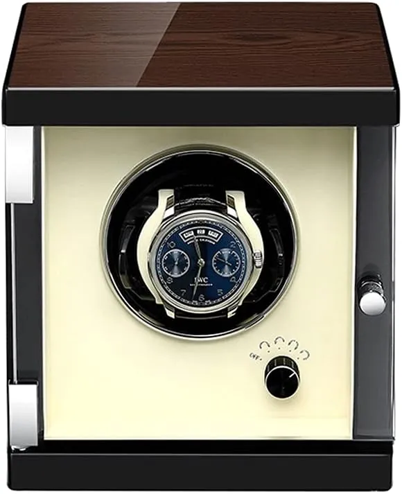 conductor tressed radium issue glossy Automatic Watch Shaker, Wood Metal Case, Gyroscope Holder Watch Winder Display Watch Box Case Watch Storage Ebony Watch Winder, Single Slot, Quiet Motor, 