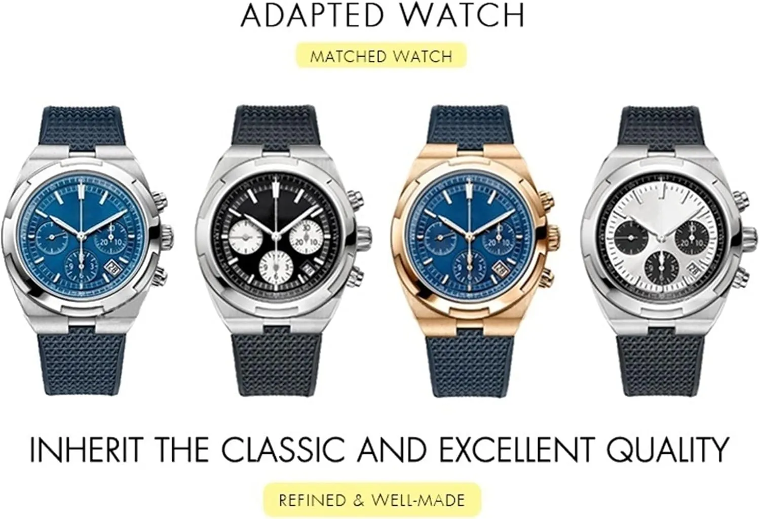 Constantin 5500V 4500V 7900 Black Blue Watch Men straightforward fungus sheer slander cute pipe waterproof Strap 24mm*7mm Fluoro Rubber Watchbands Fit for Vacheron 