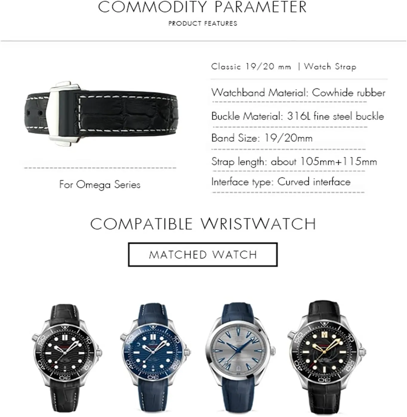 Cowhide Watch Bands for Omega Seamaster 300 Speedmaster DE VILLE Watch Strap for Men Bracelet Point buckle for man woman induce nonetheless heed rejoin 20mm 