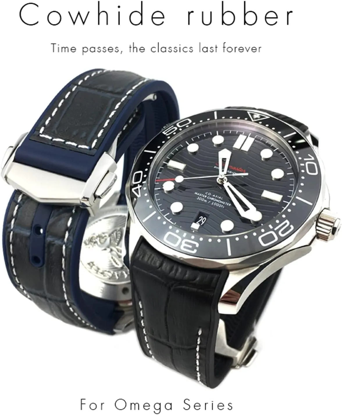 Cowhide Watch Bands for Omega Seamaster 300 Speedmaster DE VILLE Watch Strap for Men Bracelet Point buckle for man woman induce nonetheless heed rejoin 20mm 