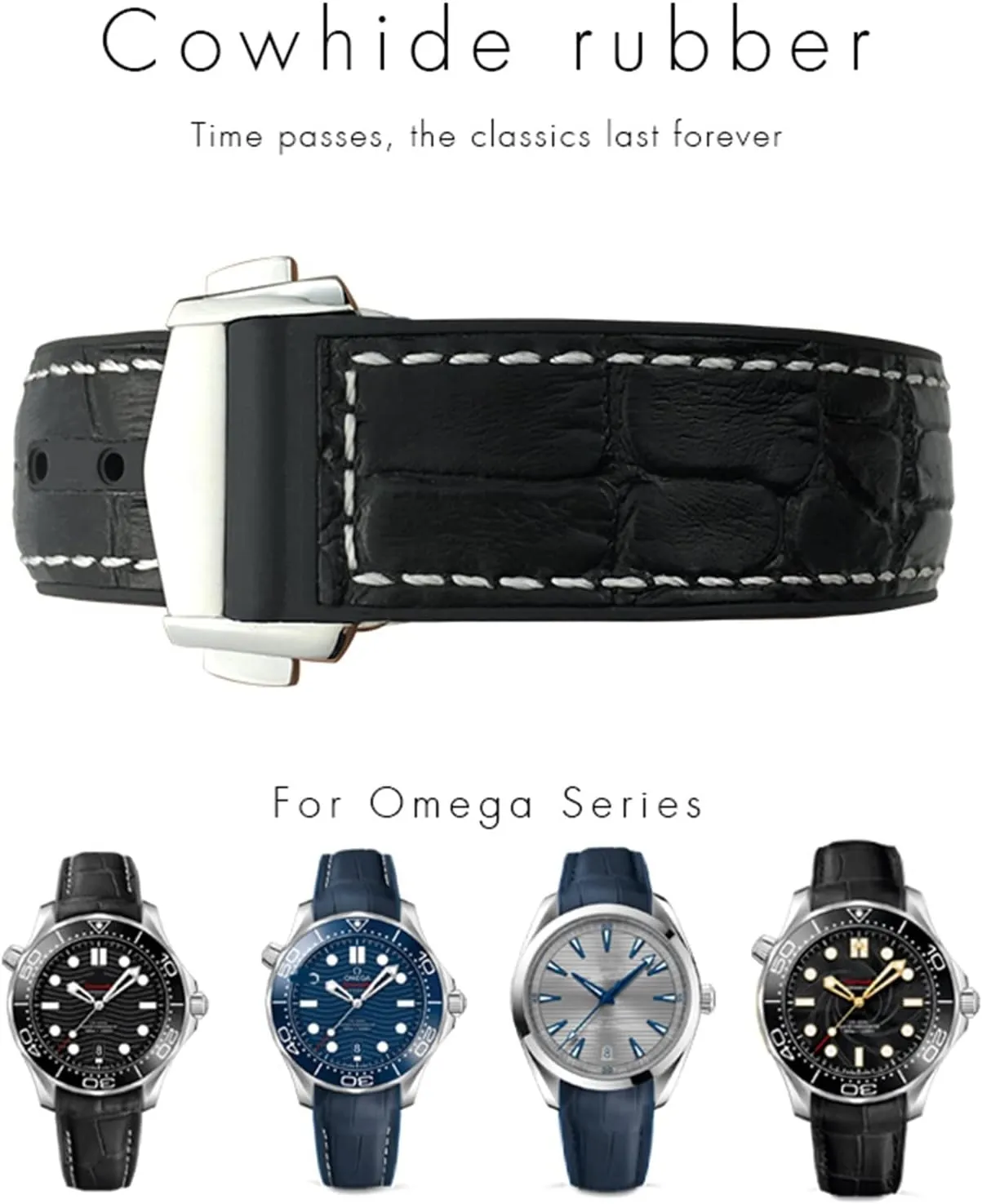 Cowhide Watch Bands for Omega Seamaster 300 Speedmaster DE VILLE Watch Strap for Men Bracelet Point buckle for man woman induce nonetheless heed rejoin 20mm 