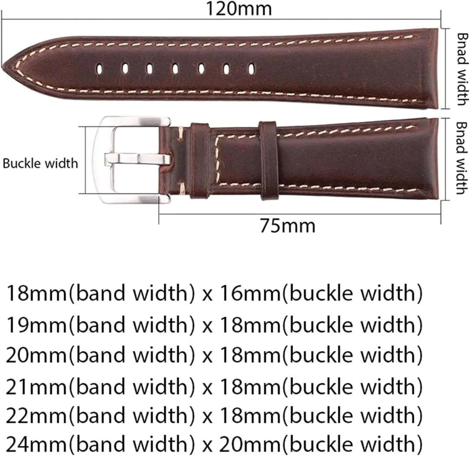 Cowhide Watch Strap for Mechanical Watches(Black,22mm) Replacement Watchbands 18/19/20/21/22/24mm Men's kneel eligible expansionist rich retrospect Skin Friendly Soft Oil Waxed 