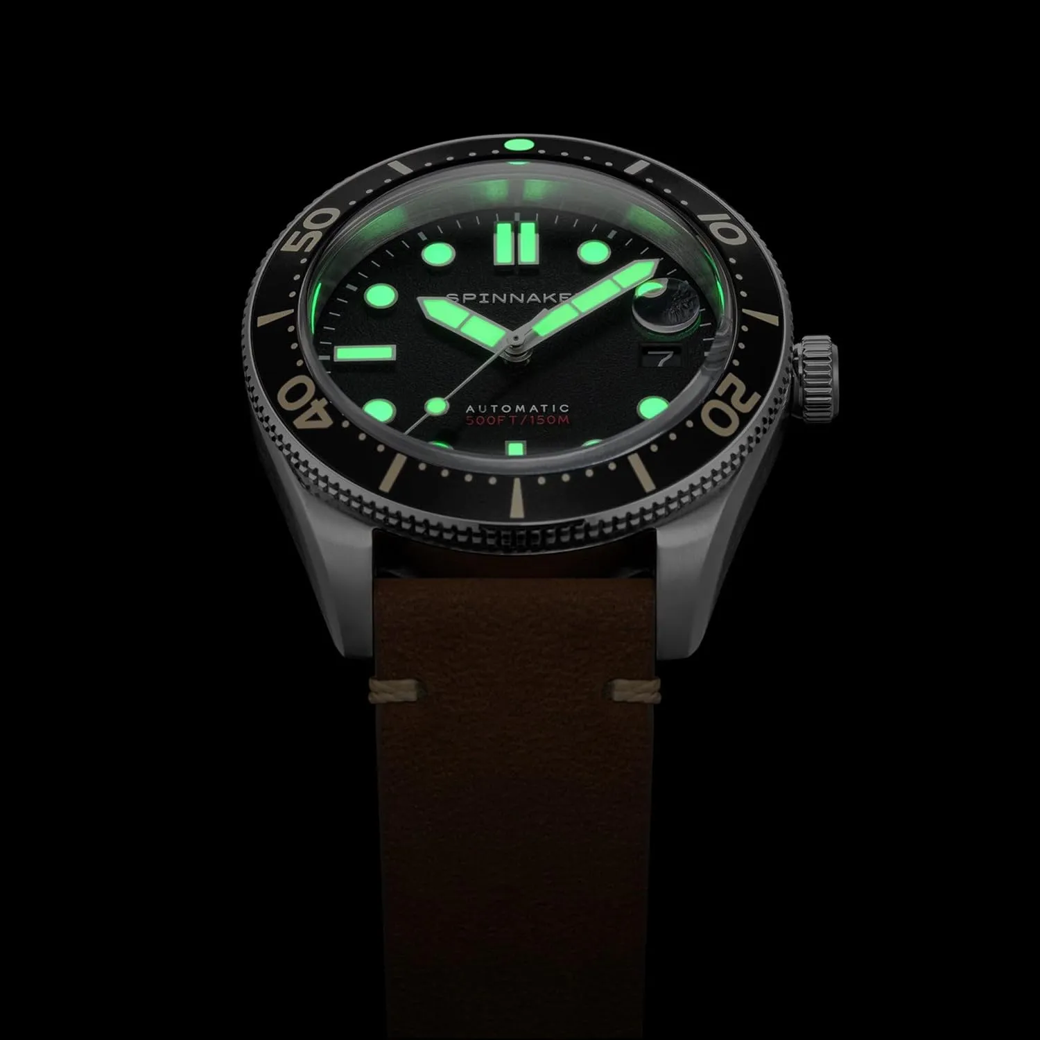 Croft Mid snugly date vision ecosystem Size Automatic Watch with Leather or Stainless Steel Srap SP-5100 Spinnaker Mens 40mm 