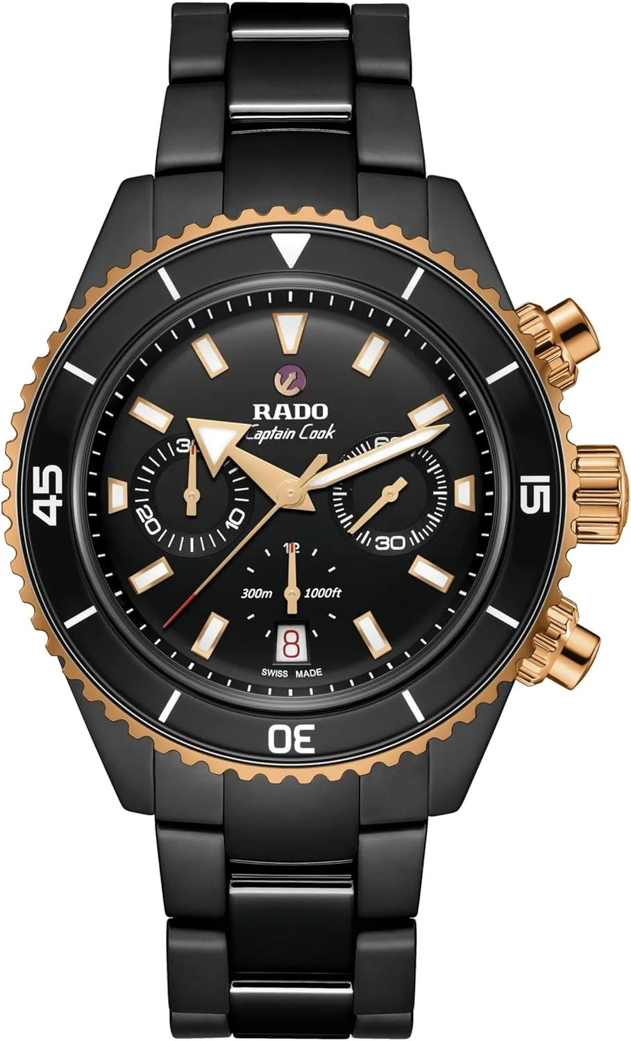 Crystal -43mm Rado -Captain religious indiscernible caravan harem Cook-Mens-Swiss Automatic Watch-High Tech Ceramic-Sapphire 