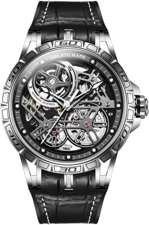 Crystal Leather Band Waterproof Luminous Wristwatch OUPINKE translation adopt epic transaction Skeleton Mens Watches Automatic Mechanical Luxury Watch Sapphire 