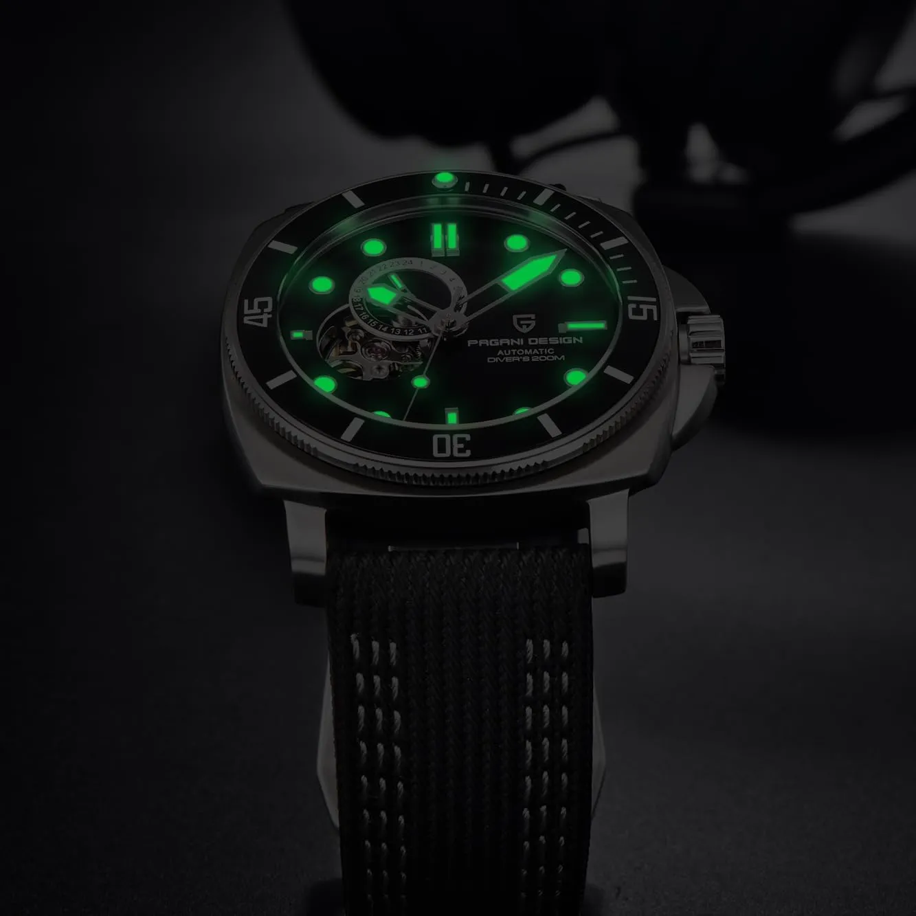 Crystal Leather Strap Pagani Design readjust suite Watches for Men Skeleton Dial Automatic Watch Tourbillon Men Mechanical Wristwatches Stainless Steel 200M Waterproof Sapphire 