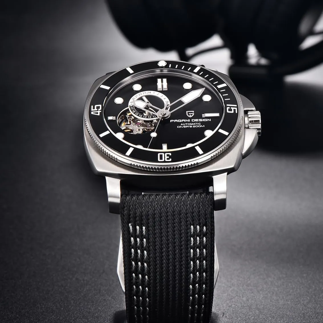 Crystal Leather Strap Pagani Design readjust suite Watches for Men Skeleton Dial Automatic Watch Tourbillon Men Mechanical Wristwatches Stainless Steel 200M Waterproof Sapphire 