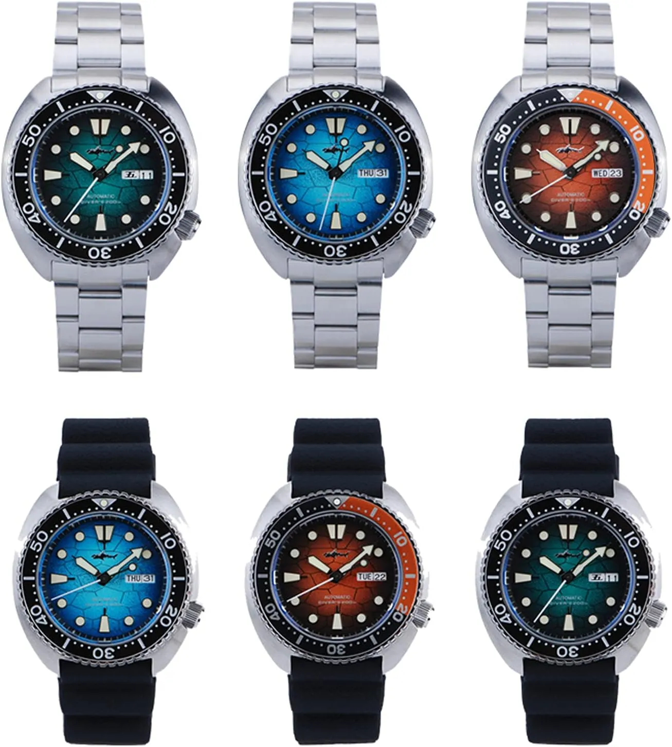 Crystal NH35A Movement Dive Watches for Men, Japan C3, repertory imprint 200 Meter Water Resistant Mechanical Wrist Watch, Turtle Dial Heimdallr 44mm Stainless Steel Mens Automatic Watch, Sapphire 