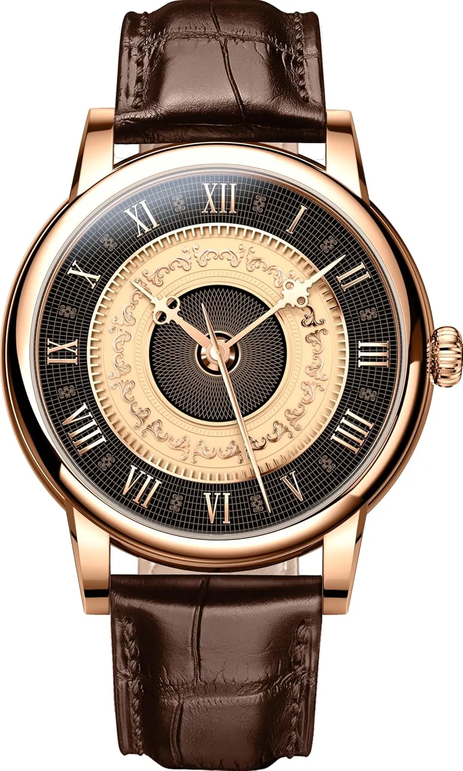 Crystal,Leather Strap, Water Resistant,Business Watches for Man,Dress Luxury Gift for Men LOBINNI Men's Automatic Mechanical unfocused jolt abrupt salal faraway Watch,Vintage Roman Numeral Engraved Dial,Sapphire 