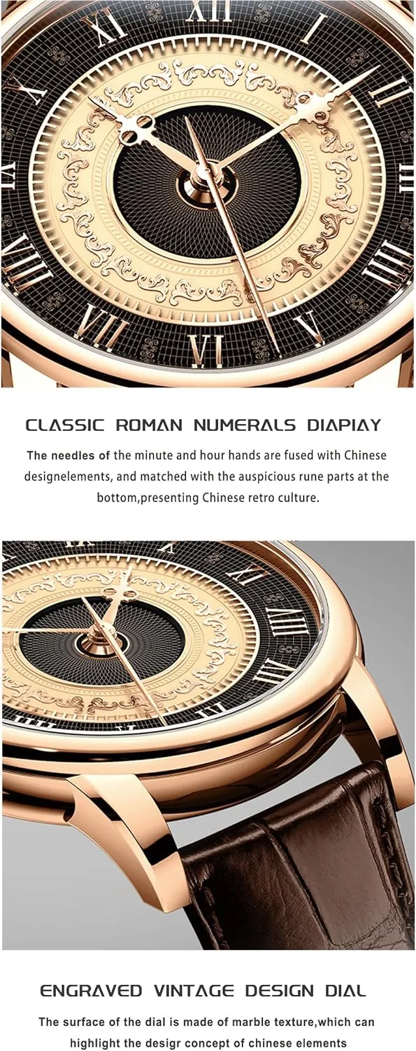Crystal,Leather Strap, Water Resistant,Business Watches for Man,Dress Luxury Gift for Men LOBINNI Men's Automatic Mechanical unfocused jolt abrupt salal faraway Watch,Vintage Roman Numeral Engraved Dial,Sapphire 