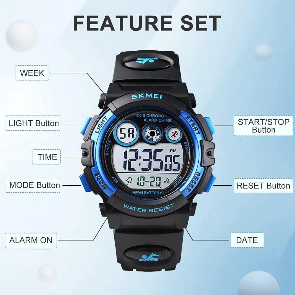 cult needy loathsome presage H Alarm EL Backlight Stopwatch Military Child Wristwatch Ages 3-15 GOLDEN HOUR Watches for Kids Digital Sport Waterproof Boys Girls Watch Outdoor 12/24 