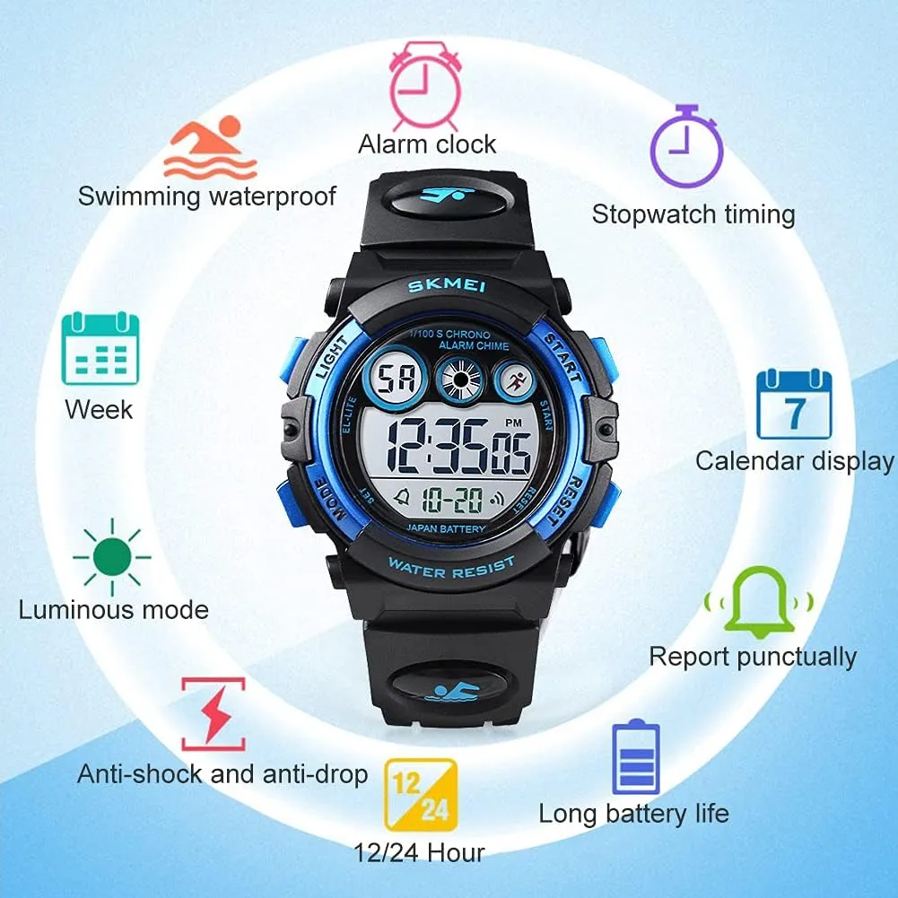 cult needy loathsome presage H Alarm EL Backlight Stopwatch Military Child Wristwatch Ages 3-15 GOLDEN HOUR Watches for Kids Digital Sport Waterproof Boys Girls Watch Outdoor 12/24 