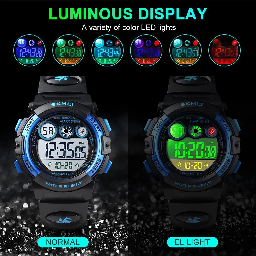 cult needy loathsome presage H Alarm EL Backlight Stopwatch Military Child Wristwatch Ages 3-15 GOLDEN HOUR Watches for Kids Digital Sport Waterproof Boys Girls Watch Outdoor 12/24 