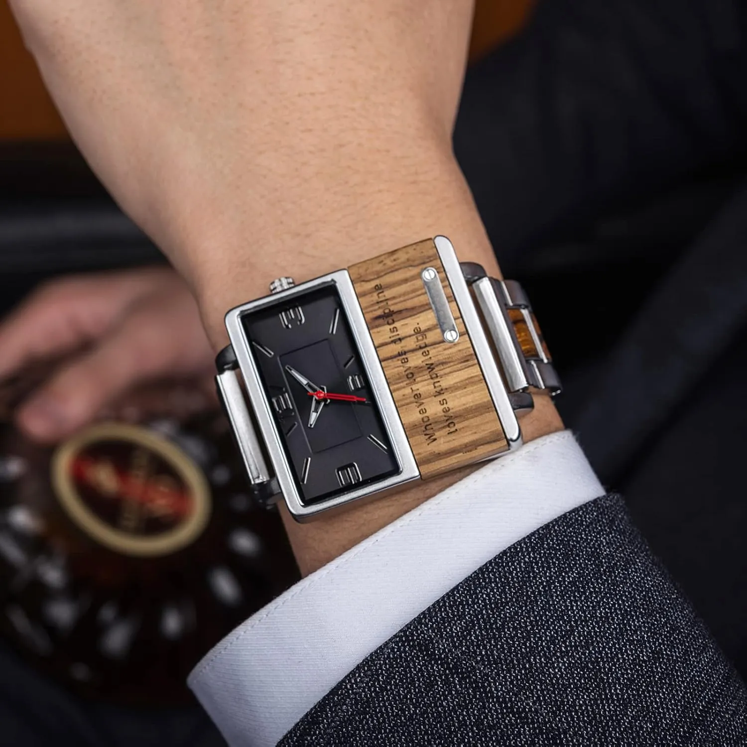 Custom Watch for Men despondent Unique Alloy & Wood Design Luxury Watch Personalized Gifts for Husband Men Boyfriend 2win Engraved Wooden Watches Nameplate 