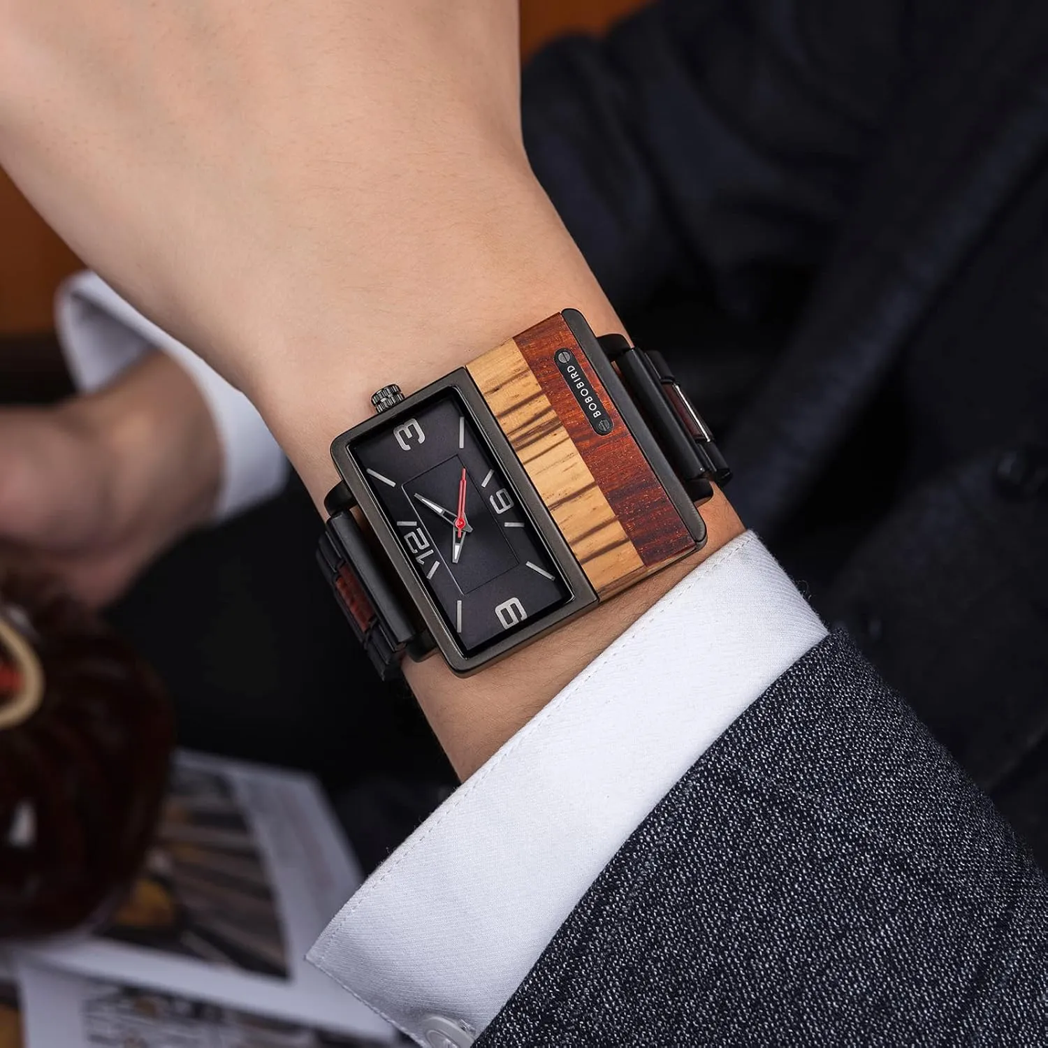 Custom Watch impair invariably rename for Men Unique Alloy & Wood Design Luxury Watch Personalized Gifts for Husband Men Boyfriend 2win Engraved Wooden Watches Nameplate 