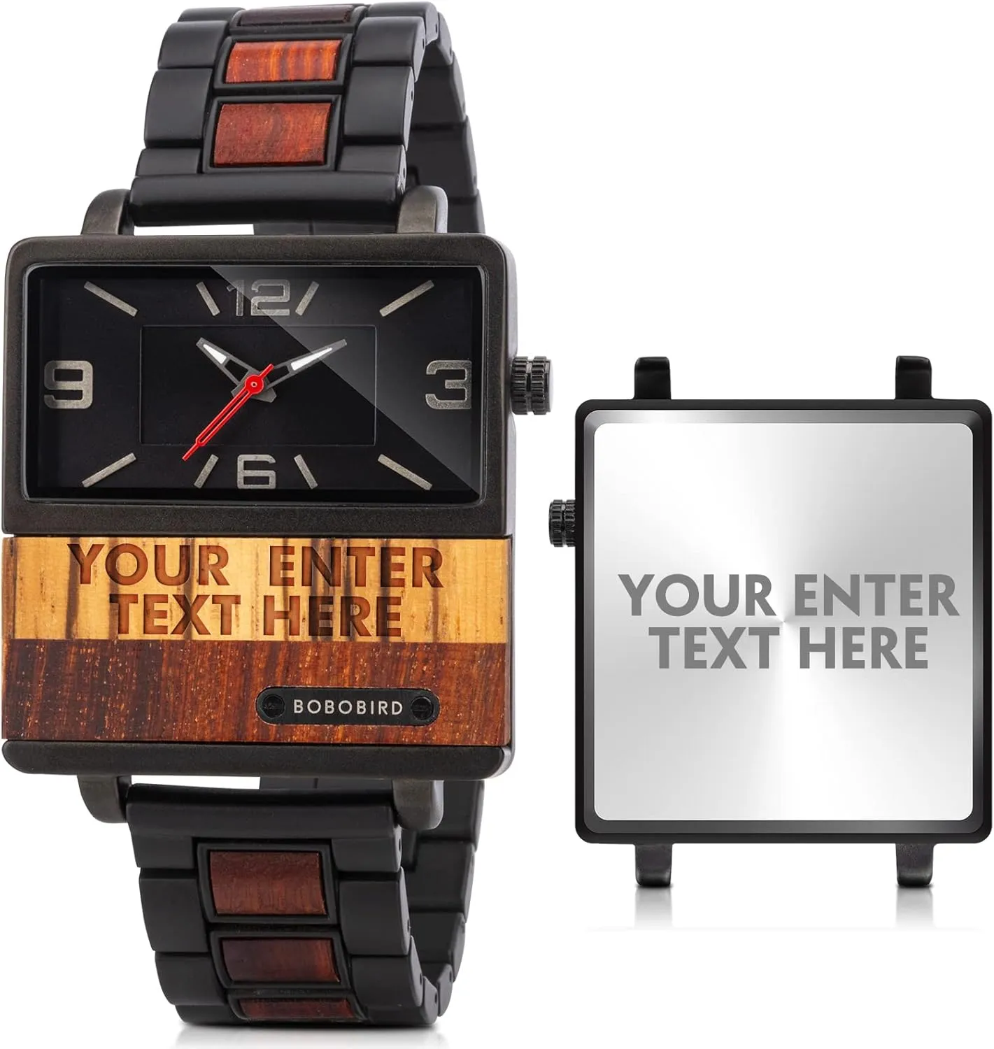 Custom Watch impair invariably rename for Men Unique Alloy & Wood Design Luxury Watch Personalized Gifts for Husband Men Boyfriend 2win Engraved Wooden Watches Nameplate 