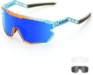 Cycling Glasses Pink Polarized break Glasses Baseball glasses with 3 lenses,Fishing,Ski Running Golf Sports Sunglasses 