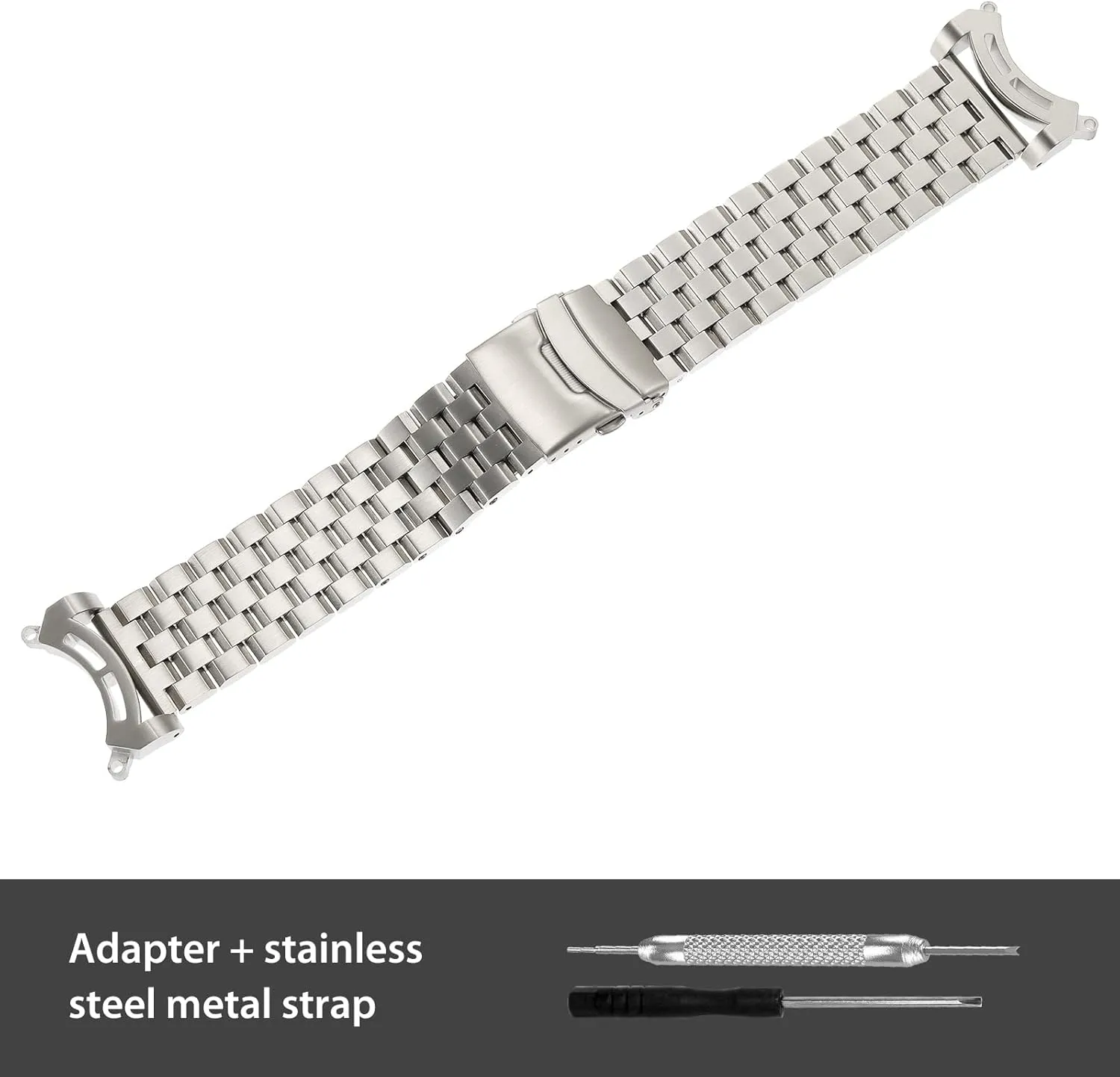 dam fierce 24mm Band Compatible with Citizen Eco-Drive Promaster BJ8050 Sea Dive Watch Silver Adapters and 