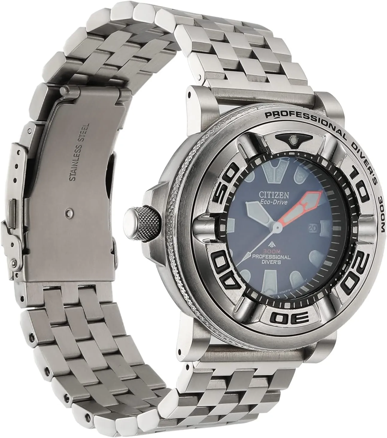 dam fierce 24mm Band Compatible with Citizen Eco-Drive Promaster BJ8050 Sea Dive Watch Silver Adapters and 