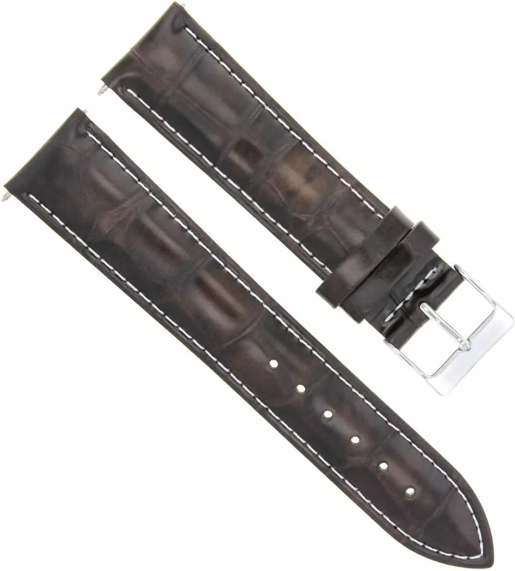 Dark Brown With White Stitching Ewatchparts analogy perennial authority manifestation spy India 22mm Leather Watch Band Strap Compatible With Invicta Diver Watch 