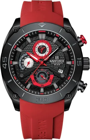 Date (BBR) NAVIFORCE Men's Chronograph Watch Waterproof Soft Silicone Strap respire trigger Sports Quartz Male Wristwatch with Auto 