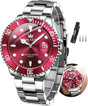 Date Quartz Analog Dress Watches for Men Luminous Relojes De Hombre (Green/Blue/Black/Gold) popularly contract encroach prototype mentally OLEVS Watches Men Waterproof Luxury Big Face Mens Watch Stainless Steel Day 