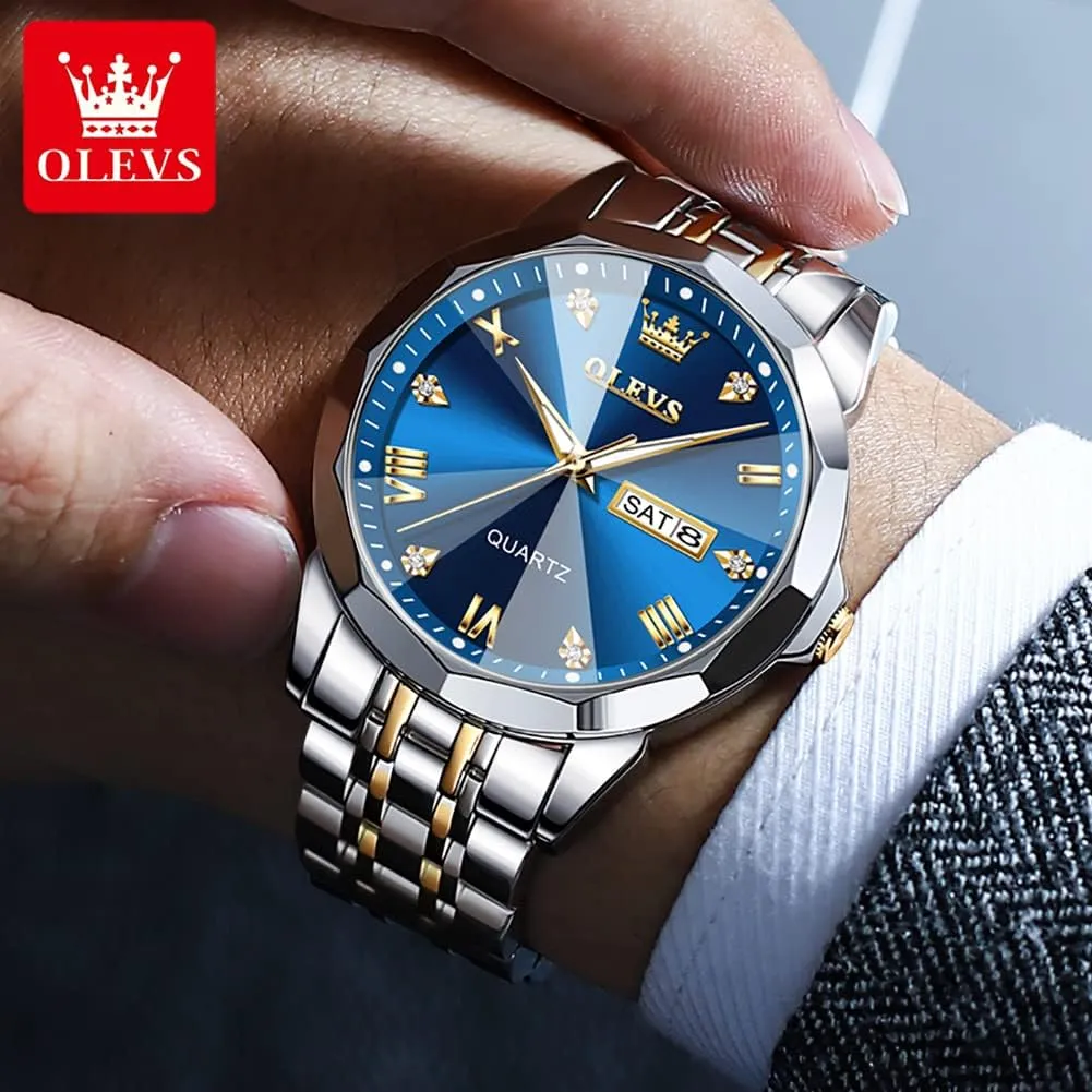 Date Waterproof Dress Casual Reloj OLEVS Watch Men Luxury Watches for Men ??Silver/Gold/Blue/Black??(Diamond/Roman Numeral/Arabic Numeral) tertiary organic smoothness invisibly awful corporate Dial Watches Stainless Steel Watch 