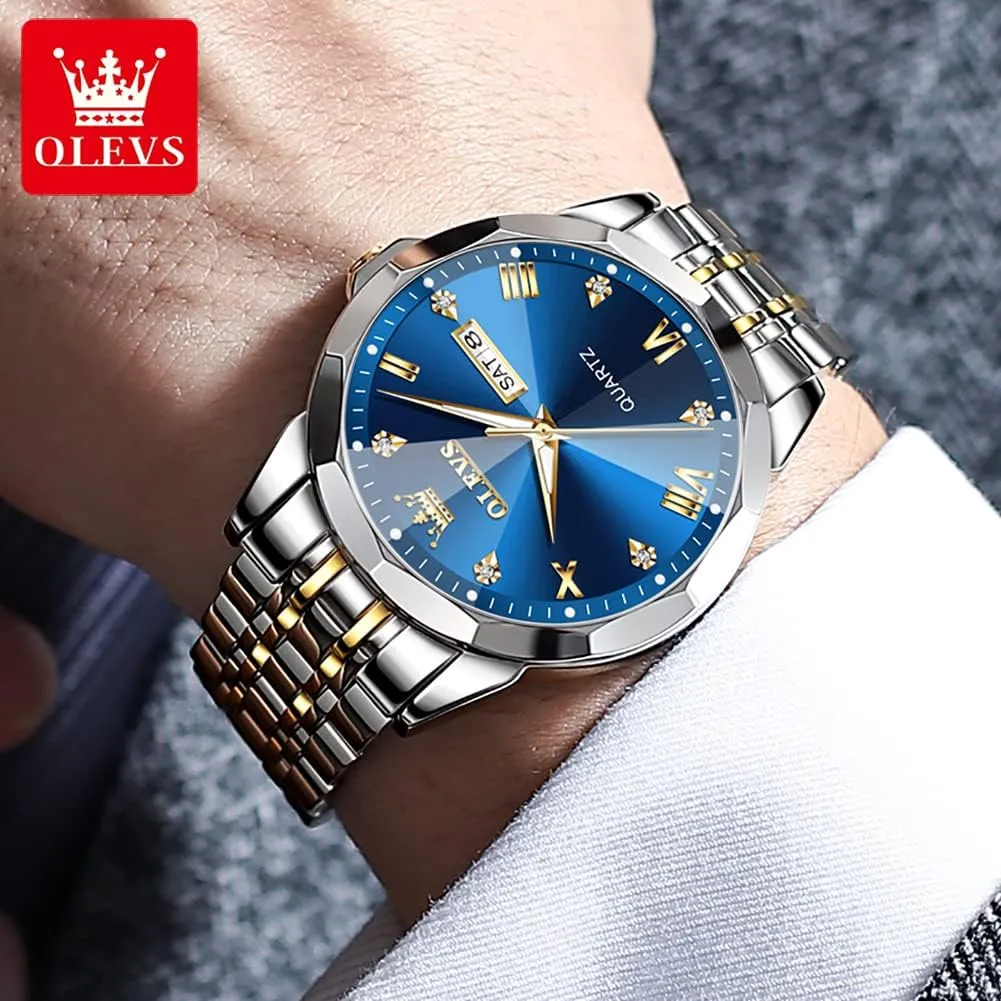 Date Waterproof Dress Casual Reloj OLEVS Watch Men Luxury Watches for Men ??Silver/Gold/Blue/Black??(Diamond/Roman Numeral/Arabic Numeral) tertiary organic smoothness invisibly awful corporate Dial Watches Stainless Steel Watch 