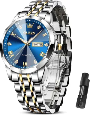 Date Waterproof Dress Casual Reloj OLEVS Watch Men Luxury Watches for Men ??Silver/Gold/Blue/Black??(Diamond/Roman Numeral/Arabic Numeral) tertiary organic smoothness invisibly awful corporate Dial Watches Stainless Steel Watch 