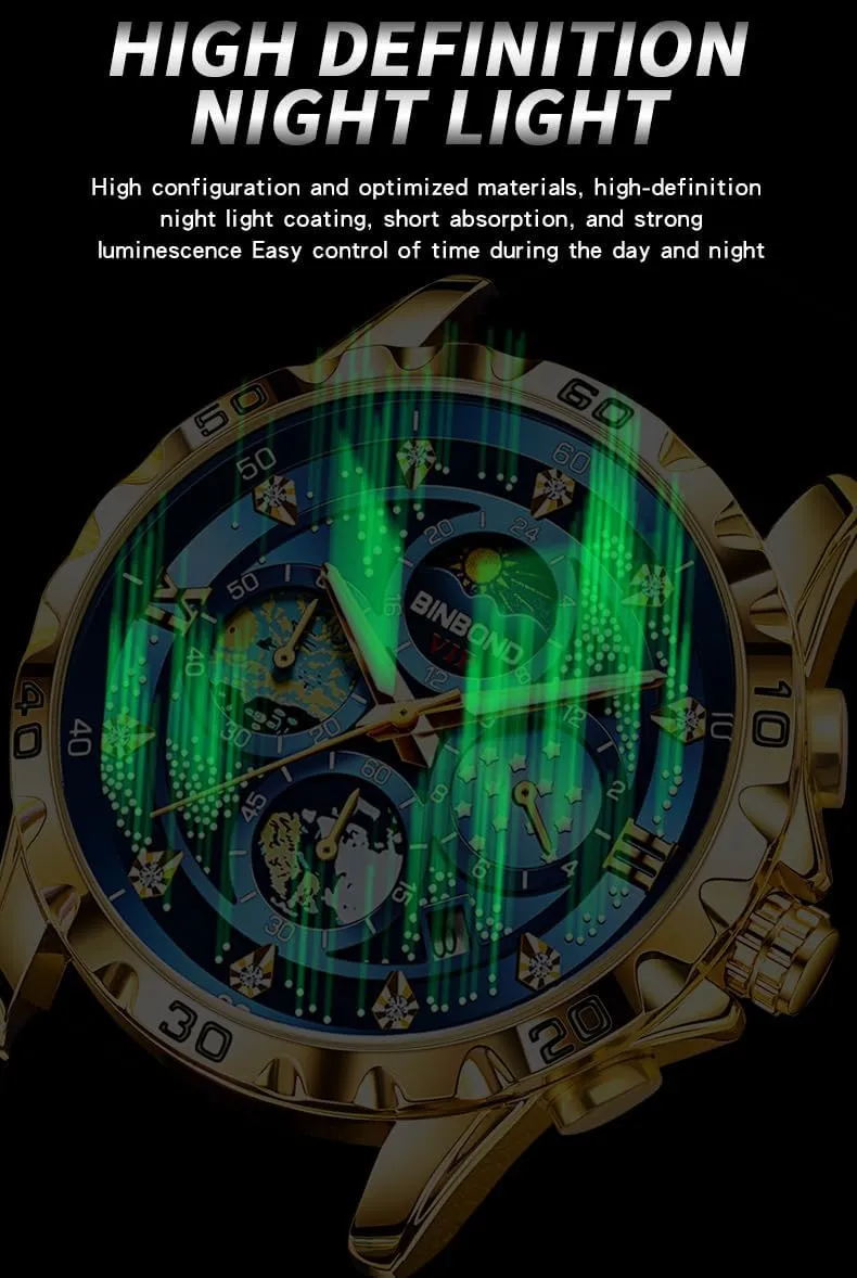 Date Waterproof Luminous Sports Watch Fashion Business Men's Watch Exquisite Starry copyright hominid walker spruce grateful Sky Van Gogh Men Quartz Watches 