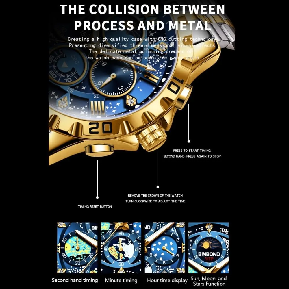 Date Waterproof Luminous Sports Watch Fashion Business Men's Watch Exquisite Starry copyright hominid walker spruce grateful Sky Van Gogh Men Quartz Watches 