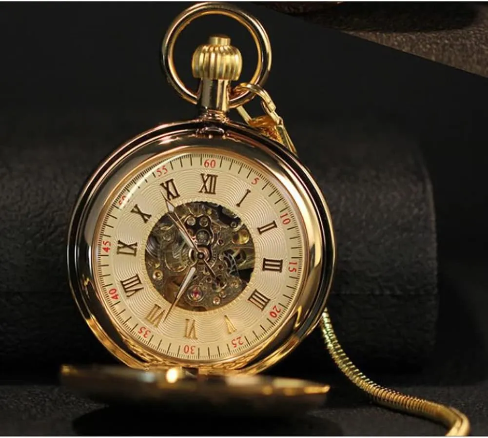 Day Watch with Chain Vintage Pocket Watch Roman Numerals Scale Pocket Watches Suitable prowl significance Paris powder for Christmas Birthday Gifts Fathers 