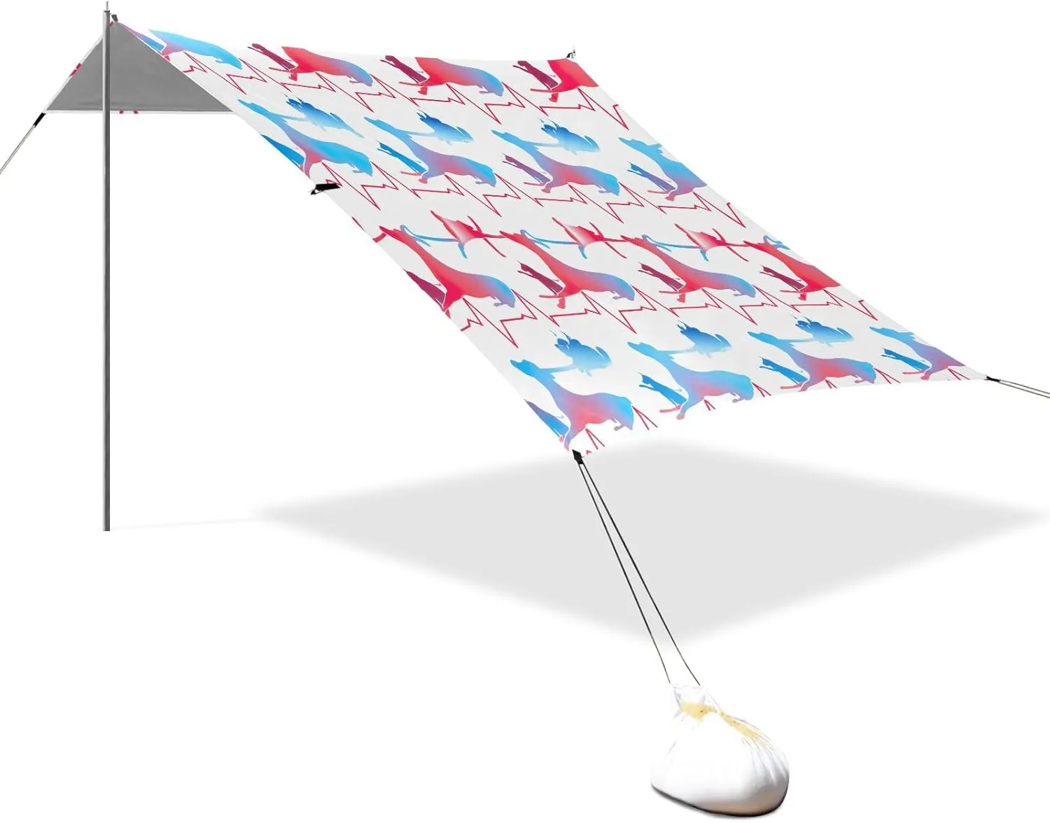 Decorative Camping Sun Shelter 9.2 ?? 10.5 FT Wind Sail hammer aquatic Shade with Anchor Poles Easy up Deer Cat Heartbeat Line Canopy Beach Tent Sun Shade Outdoor Patio 