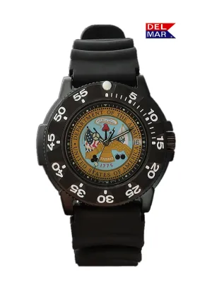 Del Mar Men's Army Military Watch, Stainless Steel Case, Black Strap #50521