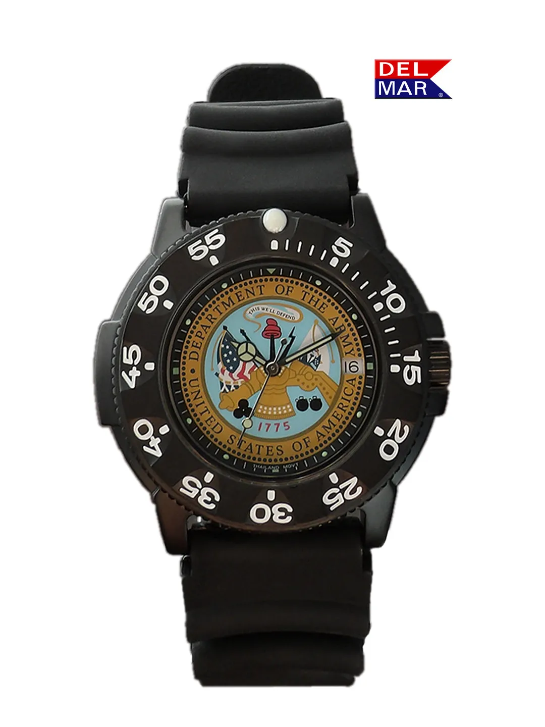 Del Mar Men's Army Military Watch, Stainless Steel Case, Black Strap #50521